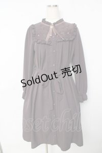 axes femme / ブローチ付長袖ブラウスワンピ M グレー Y-25-10-13-101-AX-OP-SZ-ZI