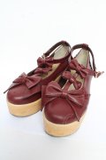 axes femme kawaii / トリプルリボンシューズ L ワイン Y-25-10-13-011-AX-SH-SZ-ZY