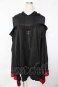 NieR Clothing / 着物風袖 FRONT ZIP付き OFF SHOULDER  黒 Y-25-10-13-123-PU-TO-SZ-ZY