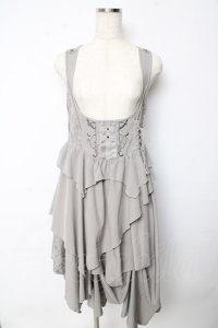 Ozz Croce / ランダムフリルジャンパースカート  グレー Y-25-10-13-127-OO-OP-SZ-ZS