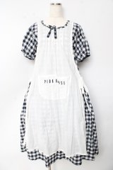 PINK HOUSE / エプロン付きブロードギンガムワンピース F 紺 Y-25-10-13-130-LO-OP-SZ-ZY