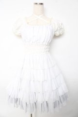 Pina sweetcollection / シフォンフリルワンピース  ホワイト Y-25-10-13-133-LO-OP-SZ-ZY