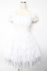 Pina sweetcollection / シフォンフリルワンピース  ホワイト Y-25-10-13-133-LO-OP-SZ-ZY