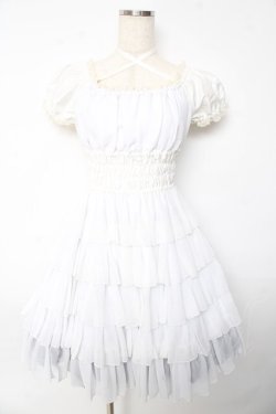 画像1: Pina sweetcollection / シフォンフリルワンピース  ホワイト Y-25-10-13-133-LO-OP-SZ-ZY