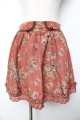 axes femme / アンティーク花柄スカート  オレンジ Y-25-10-13-137-AX-SK-SZ-ZI