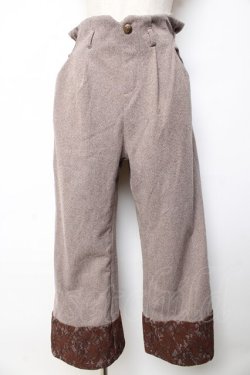 画像1: axes femme / ヘリンボーン柄カットパンツ  ブラウン Y-25-10-13-141-AX-PA-SZ-ZY