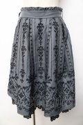 axes femme / 花フロッキープリントスカート M グレー Y-25-10-13-145-AX-SK-SZ-ZY