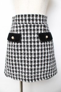 Honey Cinnamon / ツイードミニスカート F 黒×白 Y-25-10-13-150-LO-SK-SZ-ZY