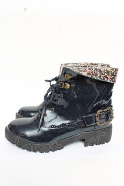 画像2: axes femme / レースアップレインブーツ L 紺 Y-25-10-13-013-AX-SK-SZ-ZY