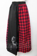 NieR Clothing / WIDE PANTS F 黒×赤 Y-25-10-13-157-PU-PA-SZ-ZY
