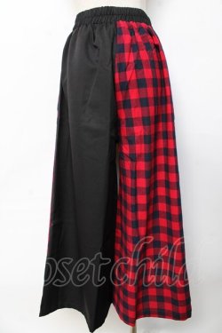 画像2: NieR Clothing / WIDE PANTS F 黒×赤 Y-25-10-13-157-PU-PA-SZ-ZY