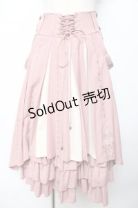 Ozz oneste / 霧蝶刺繍入り袴風プリーツスカート  ピンク Y-25-10-13-159-OO-SK-SZ-ZY