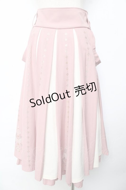 画像2: Ozz oneste / 霧蝶刺繍入り袴風プリーツスカート  ピンク Y-25-10-13-159-OO-SK-SZ-ZY (2)