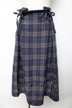 画像1: axes femme / サイドレースアップミディスカート  紺 Y-25-10-13-162-AX-SK-SZ-ZY