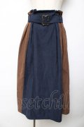 axes femme / バイカラーミディスカート  ブラウン×ネイビー Y-25-10-13-163-AX-SK-SZ-ZY