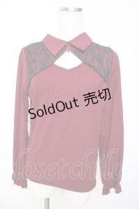 axes femme / ローズチャーム付トップス F ワイン Y-25-10-13-017-AX-TO-SZ-ZI