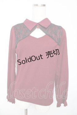 画像1: axes femme / ローズチャーム付トップス F ワイン Y-25-10-13-017-AX-TO-SZ-ZI