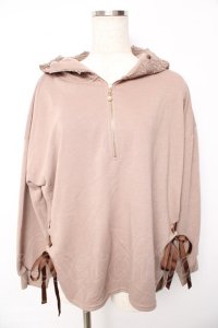 axes femme / レースアップパーカープルオーバー M モカ Y-25-10-13-020-AX-TO-SZ-ZI