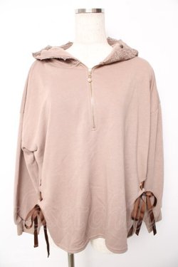 画像1: axes femme / レースアップパーカープルオーバー M モカ Y-25-10-13-020-AX-TO-SZ-ZY