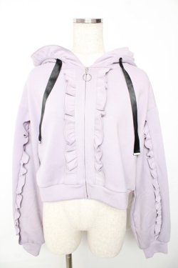 画像1: axes femme / フリルデザインジップパーカー F ラベンダー Y-25-10-13-024-AX-TO-SZ-ZY