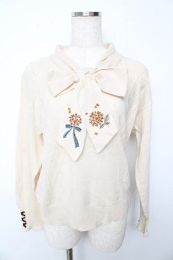 画像1: axes femme / キンモクセイ刺繍ニットプルオーバー  生成り Y-25-10-13-026-AX-TO-SZ-ZY