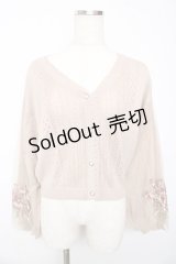 axes femme / フラワーブーケ刺繍カーデ M ベージュ Y-25-10-13-028-AX-TO-SZ-ZI