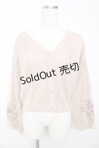 axes femme / フラワーブーケ刺繍カーデ M ベージュ Y-25-10-13-028-AX-TO-SZ-ZI