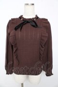 axes femme / 肩フリルボリューム袖ニット M Dブラウン Y-25-10-13-039-AX-TO-SZ-ZY