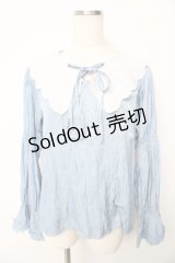 axes femme / ビッグ襟ブラウス M サックス Y-25-10-13-040-AX-BL-SZ-ZI