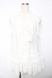 PINK HOUSE / ドットチュールレースベスト F 白 Y-25-10-15-001-LO-BL-SZ-ZY