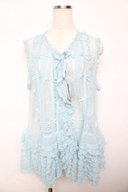 画像1: PINK HOUSE / ドットチュールレースベスト F サックス Y-25-10-15-004-LO-BL-SZ-ZY