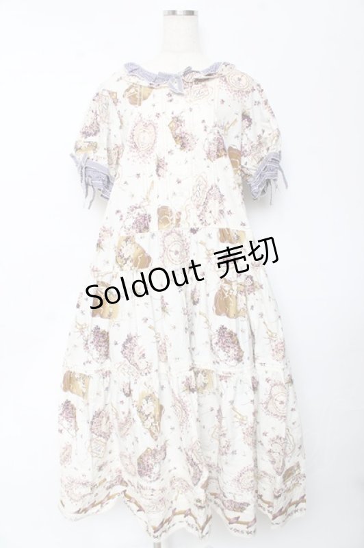 画像1: PINK HOUSE / フィフティバイオレッツプリントワンピース F アイボリー Y-25-10-15-025-LO-OP-SZ-ZY (1)