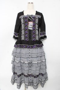 PINK HOUSE / バイオレットレース使いワンピース F 黒 Y-25-10-15-028-LO-OP-SZ-ZY