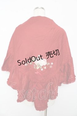 画像1: PINK HOUSE / ベリーローズ刺しゅうのストール F 赤 Y-25-10-15-029-LO-ZA-SZ-ZY