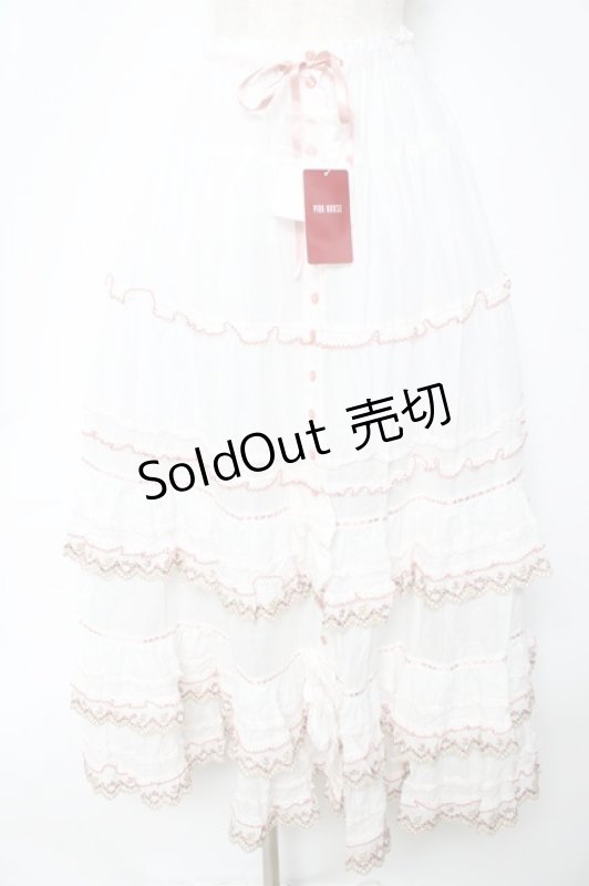 画像1: PINK HOUSE / ドイリーレース使いスカート F 白 Y-25-10-15-032-LO-SK-SZ-ZY (1)