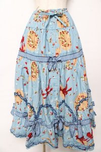 PINK HOUSE / Straw-berry Hatプリントパッチワークスカート F 白 Y-25-10-15-035-LO-SK-AS-ZY