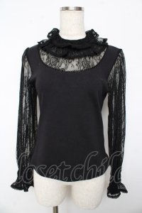 ALICE and the PIRATES / お花レースの切替プルオーバー  黒 Y-25-10-15-038-PA-TO-SZ-ZY