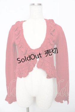 画像1: BABY,THE STARS SHINE BRIGHT / Petitスカラップ透かし編みボレロ  赤 Y-25-10-15-040-BA-TO-SZ-ZY