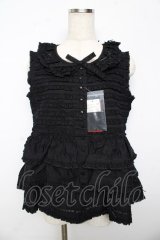 PINK HOUSE / フリル使いノースリーブブラウス F 黒 Y-25-10-15-006-LO-BL-SZ-ZY