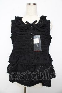 PINK HOUSE / フリル使いノースリーブブラウス F 黒 Y-25-10-15-006-LO-BL-SZ-ZY