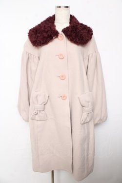 画像1: Leur Getter / カーリーファー衿付コート M ピンク Y-25-10-15-052-LU-CO-AS-ZY