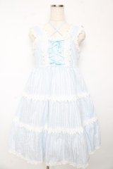 BABY,THE STARS SHINE BRIGHT / からみ3段ティアードジャンパースカートセット  サックス Y-25-10-15-056-BA-OP-AS-ZY