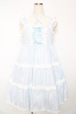 画像1: BABY,THE STARS SHINE BRIGHT / からみ3段ティアードジャンパースカートセット  サックス Y-25-10-15-056-BA-OP-AS-ZY