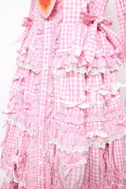 画像4: BABY,THE STARS SHINE BRIGHT / Sweet Gingham Dollロングワンピース  ピンク Y-25-10-15-058-BA-OP-SZ-ZY