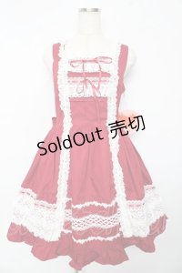 BABY,THE STARS SHINE BRIGHT / レースフリルジャンパースカート  赤 Y-25-10-15-059-BA-OP-AS-ZY