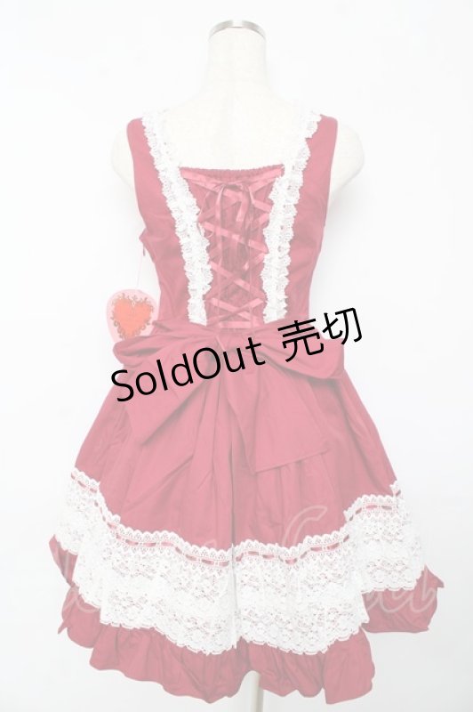 画像2: BABY,THE STARS SHINE BRIGHT / レースフリルジャンパースカート  赤 Y-25-10-15-059-BA-OP-AS-ZY (2)