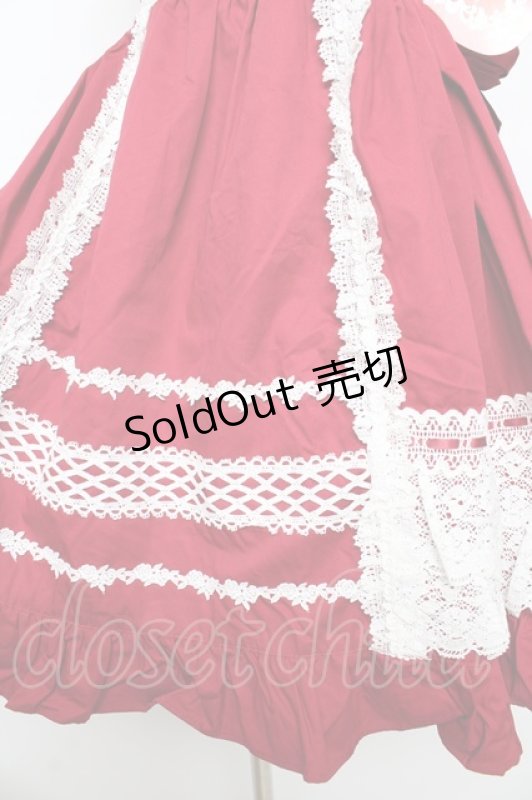 画像4: BABY,THE STARS SHINE BRIGHT / レースフリルジャンパースカート  赤 Y-25-10-15-059-BA-OP-AS-ZY (4)