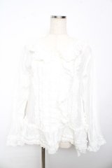 PINK HOUSE / リボンローンフリルブラウス F 白 Y-25-10-15-008-LO-BL-SZ-ZY