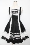 画像1: BABY,THE STARS SHINE BRIGHT / レースフリルジャンパースカート  黒 Y-25-10-15-061-BA-OP-AS-ZY (1)