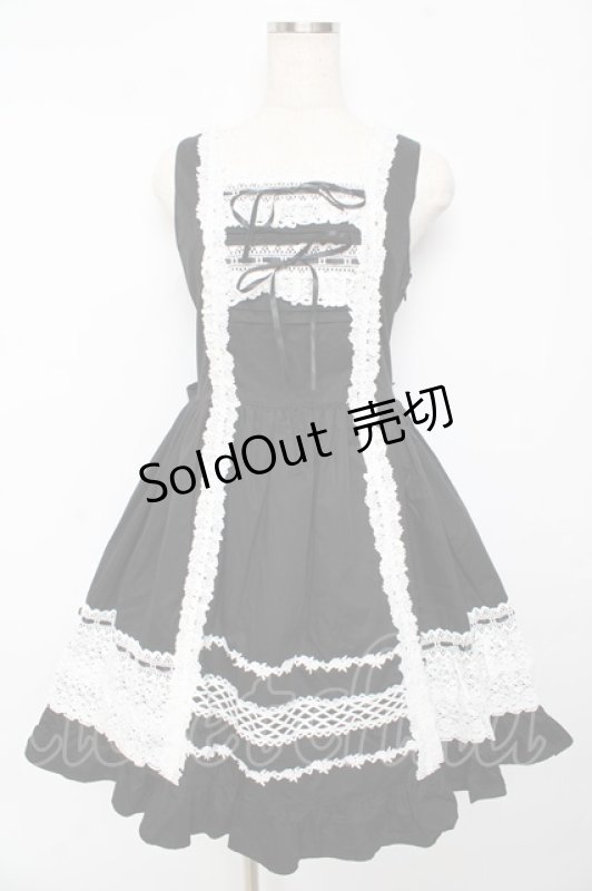 画像1: BABY,THE STARS SHINE BRIGHT / レースフリルジャンパースカート  黒 Y-25-10-15-061-BA-OP-AS-ZY (1)